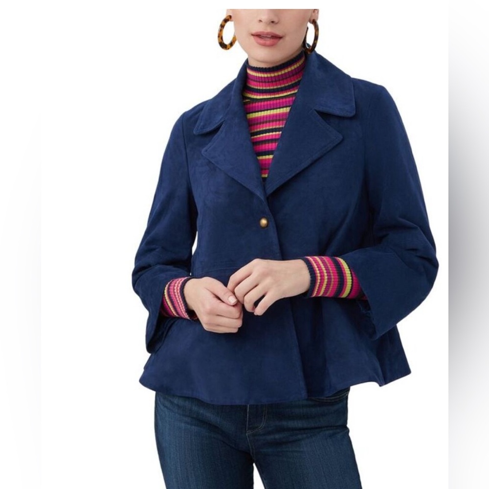 Elegant NWT real Suede navy women’s Trina Turk Lorette navy blue sz xxl jacket.
